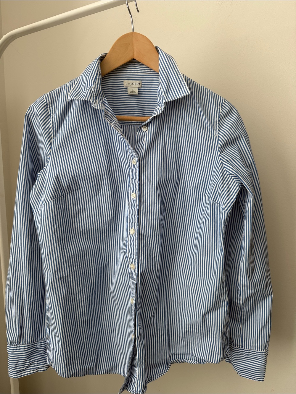 J. Crew Blue and White Striped Button-Down Shirt Size S